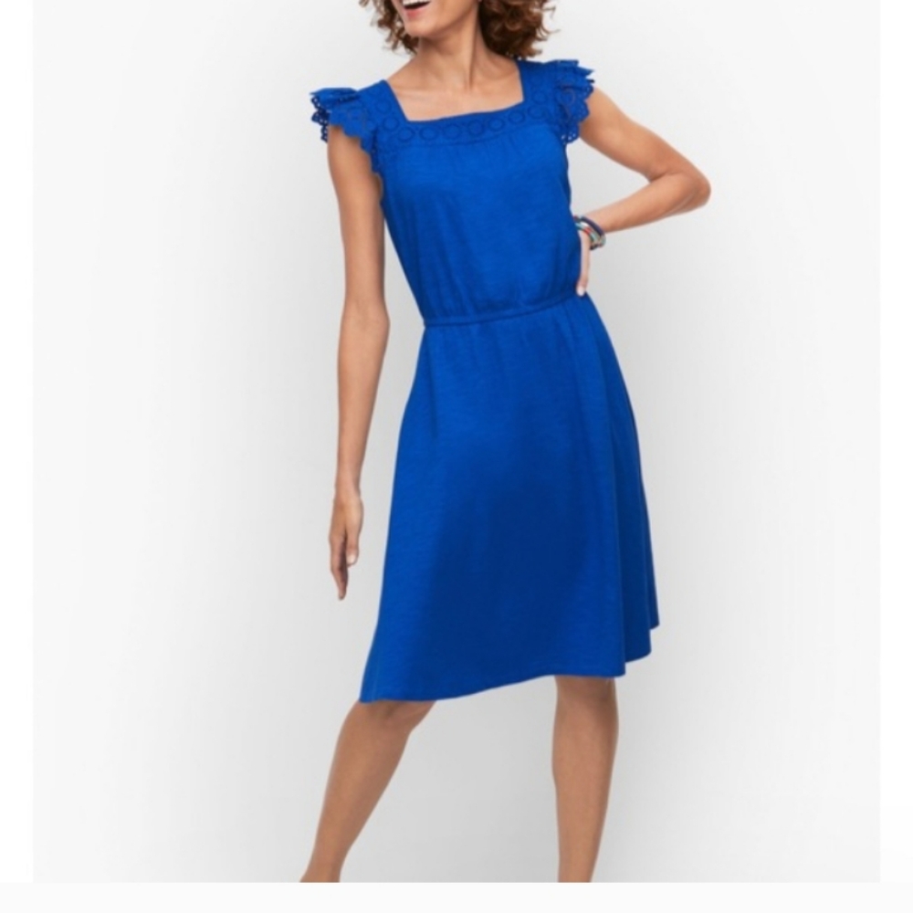 Talbots Royal Blue Midi Dress with Ruffle Detail
